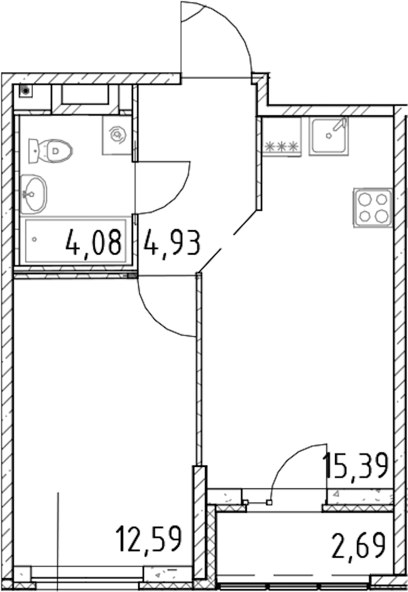 1-комнатная квартира 36.99 м², 12/23 эт., ЖК «Город Первых»